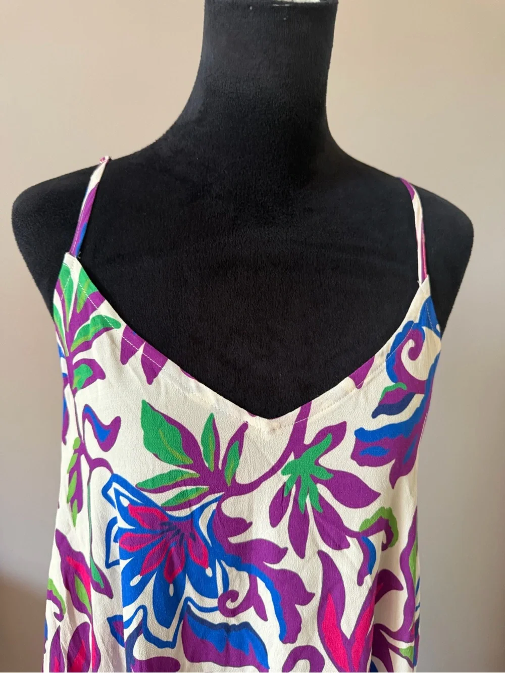 eesome NEW Sleeveless Floral Slip Maxi Dress Cream with Pink, Blue Green Medium